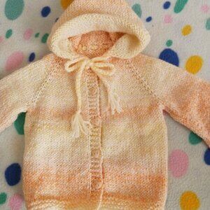 Infant's Hand Knit Hooded Sweater  #2
